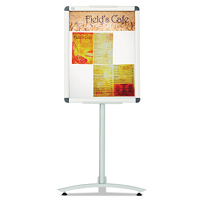 Quartet Improv Lobby Clip-Frame Pedestal Sign, 18 x 24 Frame, 54" High, Aluminum (QRTLCF2418)