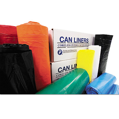 Inteplast Group High-Density Commercial Can Liners, 60 gal, 16 mic, 38" x 60", Clear, Interleaved Roll, 25 Bags/Roll, 8 Rolls/Carton (IBSS386016N)