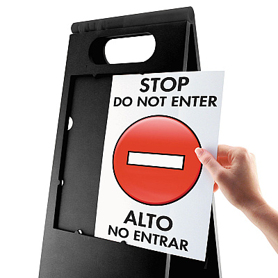 Headline Sign Floor Tent Sign, Doublesided, Plastic, 10.5 x 25.5, Black (USS5694)