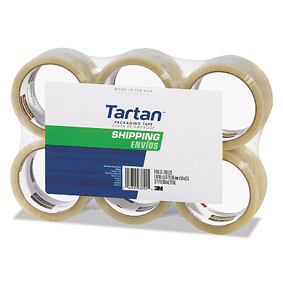 Tartan 3710 Packaging Tape, 3" Core, 1.88" x 54.6 yds, Clear, 6/Pack (MMM37106PK)