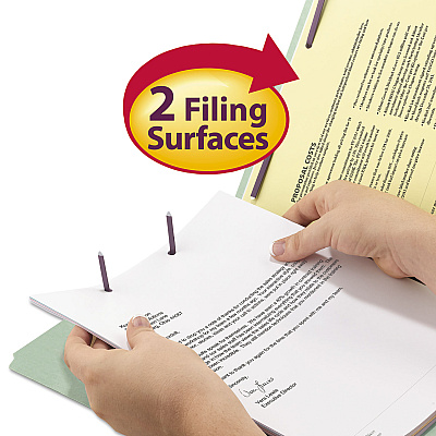 Smead Recycled Pressboard Fastener Folders, 1" Expansion, 2 Fasteners, Legal Size, Gray-Green Exterior, 25/Box (SMD20003)