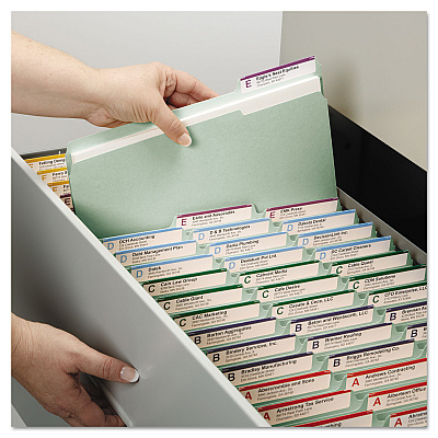 Smead Recycled Pressboard Fastener Folders, 1" Expansion, 2 Fasteners, Legal Size, Gray-Green Exterior, 25/Box (SMD20003)