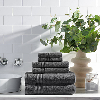 Host & Home 6pc Bath Towel Set D.grey, Case Of 6 Sets (BSET-HH-DGY-CS)