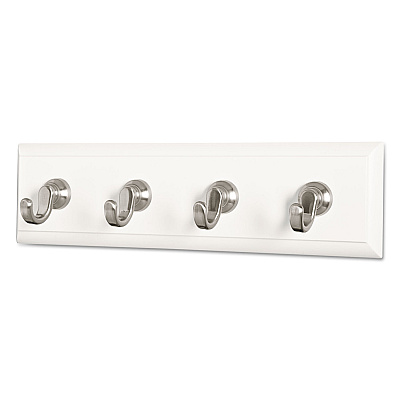 Command Decorative Key Rail, Plastic, Quartz/Silver, 8 x 1.5 x 2.13, 4 Hooks/Pack (MMMHOM18QES)