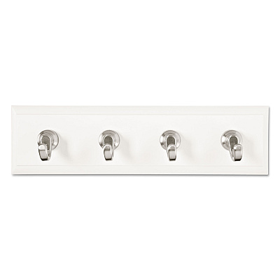 Command Decorative Key Rail, Plastic, Quartz/Silver, 8 x 1.5 x 2.13, 4 Hooks/Pack (MMMHOM18QES)