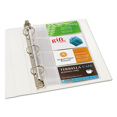 Avery Business Card Binder Pages, For 2 x 3.5 Cards, Clear, 8 Cards/Sheet, 5 Pages/Pack (AVE76025)