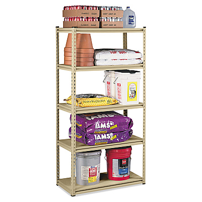 Tennsco Stur-D-Stor Shelving, Five-Shelf, 36.5w x 18.5d x 72h, Sand (TNNLSS361872)