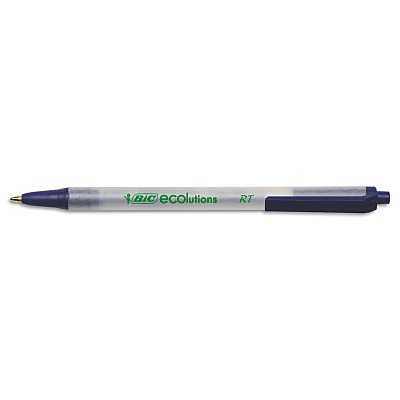 BIC Ecolutions Clic Stic Ballpoint Pen, Retractable, Medium 1 mm, Blue Ink, Translucent Frost/Blue Barrel, Dozen (BICCSEM11BE)