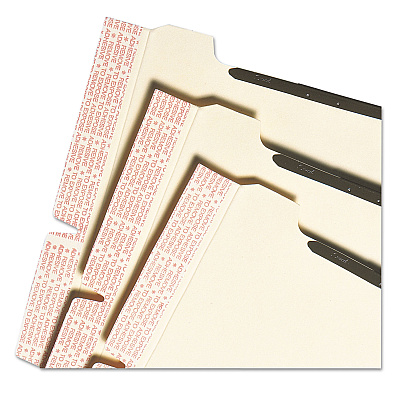 Smead Self-Adhesive Folder Dividers with Twin-Prong Fasteners for Top/End Tab Folders, 1 Fastener, Letter Size, Manila, 25/Pack (SMD68025)