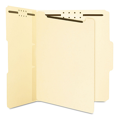 Smead Self-Adhesive Folder Dividers with Twin-Prong Fasteners for Top/End Tab Folders, 1 Fastener, Letter Size, Manila, 25/Pack (SMD68025)