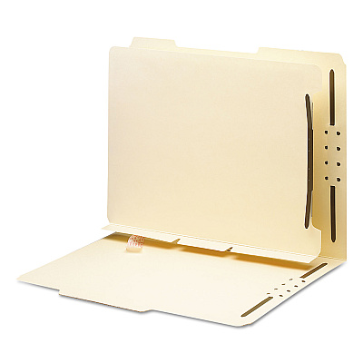 Smead Self-Adhesive Folder Dividers with Twin-Prong Fasteners for Top/End Tab Folders, 1 Fastener, Letter Size, Manila, 25/Pack (SMD68025)