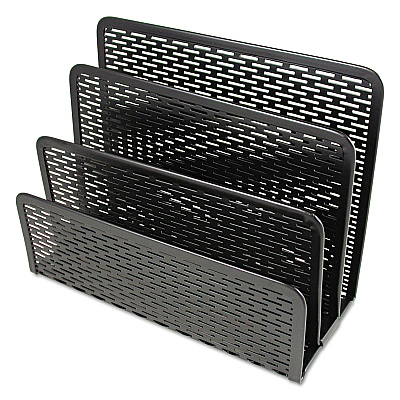 Artistic Urban Collection Punched Metal Letter Sorter, 3 Sections, DL to A6 Size Files, 6.5" x 3.25" x 5.5", Black (AOPART20003)