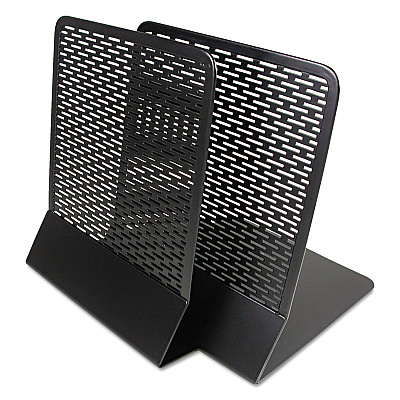 Artistic Urban Collection Punched Metal Bookends, Nonskid, 5.5 x 6.5 x 6.5, Perforated Steel, Black, 1 Pair (AOPART20008)