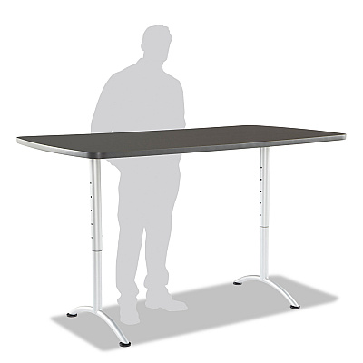 Iceberg ARC Adjustable-Height Table, Rectangular, 36" x 72" x 30" to 42", Graphite Top, Silver Base (ICE69327)