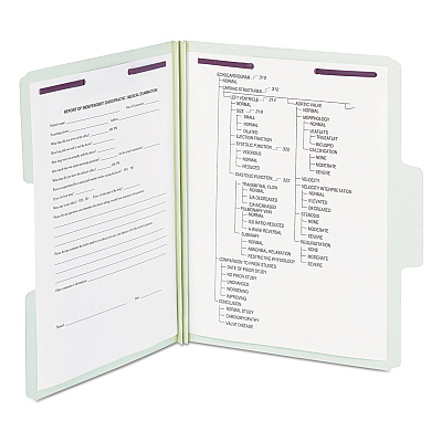 Smead SuperTab Pressboard Fastener Folders with Two SafeSHIELD Fasteners, 2" Expansion, Letter Size, Gray-Green, 25/Box (SMD14981)