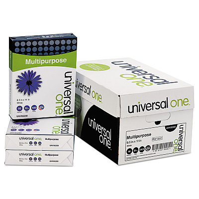 Universal Deluxe Multipurpose Paper, 98 Bright, 20lb Bond Weight, 8.5 x 11, Bright White, 500/Ream, 10 Reams/Carton, 40 Cartons/Pallet (UNV95200PLT)