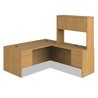 HON 10500 Series "L" Workstation Single Pedestal Desk, 66" x 30" x 29.5", Harvest (HON10584LCC)