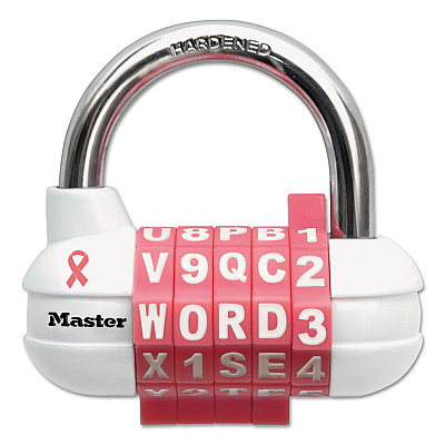 Master Lock Password Plus Combination Lock, Hardened Steel Shackle, 2.5" Wide, Chrome/Assorted (MLK1534D)
