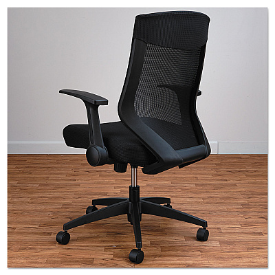 Alera EB-K Series Synchro Mid-Back Flip-Arm Mesh Chair, Supports Up to 275 lb, 18.5 to 22.04" Seat Height, Black (ALEEBK4217)