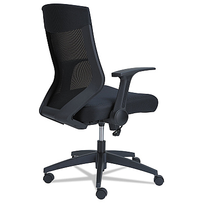 Alera EB-K Series Synchro Mid-Back Flip-Arm Mesh Chair, Supports Up to 275 lb, 18.5 to 22.04" Seat Height, Black (ALEEBK4217)