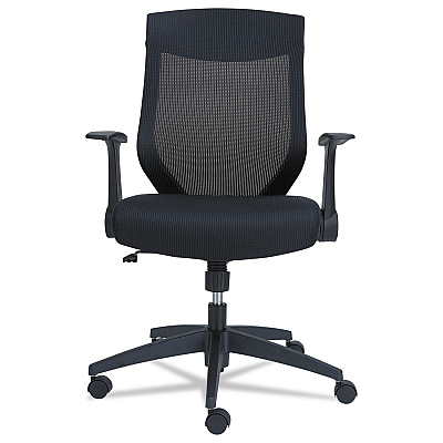 Alera EB-K Series Synchro Mid-Back Flip-Arm Mesh Chair, Supports Up to 275 lb, 18.5 to 22.04" Seat Height, Black (ALEEBK4217)