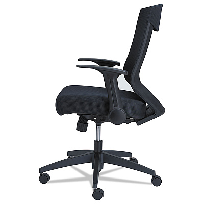 Alera EB-K Series Synchro Mid-Back Flip-Arm Mesh Chair, Supports Up to 275 lb, 18.5 to 22.04" Seat Height, Black (ALEEBK4217)