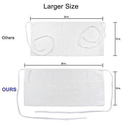 Mariposa Waist Apron 26x12 White, Case Of 48 (WAISTAPRON-WHT-CS)