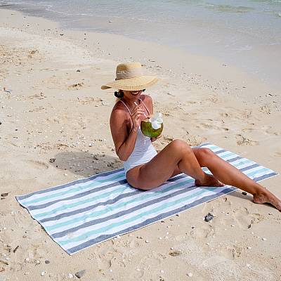 Cabo Cabana Beach Towel 30x70 Grey/green, Case Of 24 (CABOCABANA-GY/GR-CS)