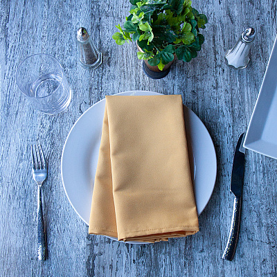 Mariposa Poly Spun Napkin 20x20 Gold, Case Of 300 (NAP-GOLD-SPUN-CS)