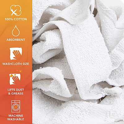 W11 Washcloth Size Terry Wipers White 10lb Bag (N-W11-10BG)