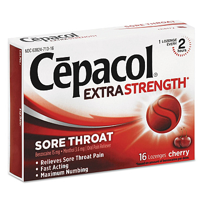 Cepacol Extra Strength Sore Throat Lozenge, Cherry, 16/Box, 24 Boxes/Carton (RAC71016CT)