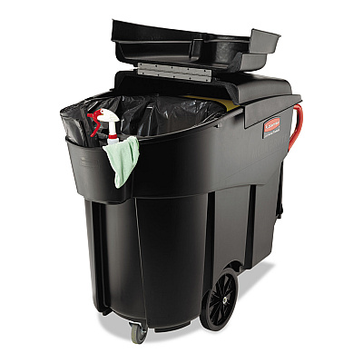 Rubbermaid Commercial Mega BRUTE Mobile Container, 120 gal, Plastic, Black (RCP9W73BLA)