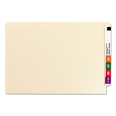 Smead Heavyweight Manila End Tab Folders, 9.5" High Front, Straight Tabs, Legal Size, 0.75" Expansion, Manila, 100/Box (SMD27100)