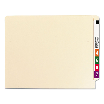 Smead End Tab Fastener Folders with Reinforced Straight Tabs, 11-pt Manila, 2 Fasteners: Top/Side, Letter Size, Manila, 50/Box (SMD34120)
