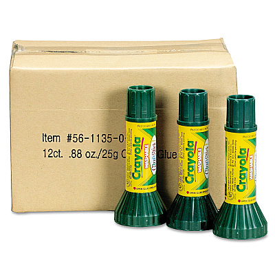 Crayola Washable Glue Stick, 0.88 oz, Dries Clear, 12/Pack (CYO561135)