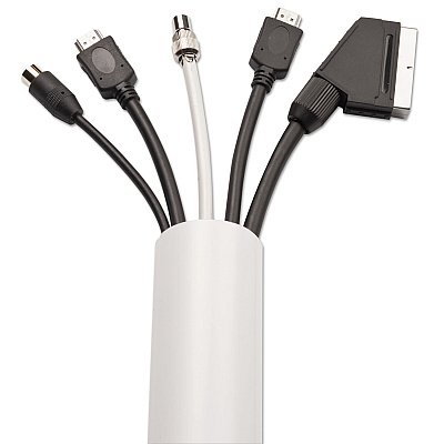 D-Line Decorative Desk Cord Cover, 60" x 2" x 1" Cover, White (DLNR5FT5025W)