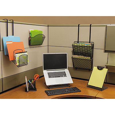 Safco Onyx Mesh Mini Organizer, 3 Compartments, Steel, 6 x 5.25 x 5.25, Black (SAF3250BL)