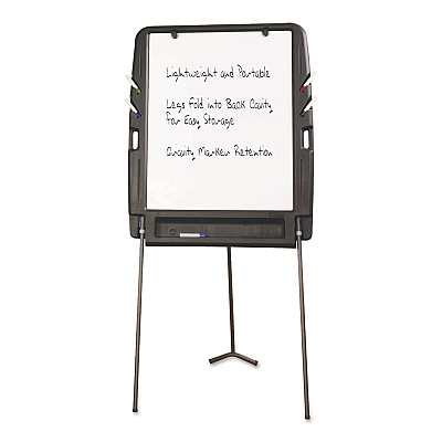 Iceberg Ingenuity Portable Flipchart Easel with Dry Erase Surface, 35 x 30, 73" Tall Easel, Charcoal Polyethylene Frame (ICE30227)