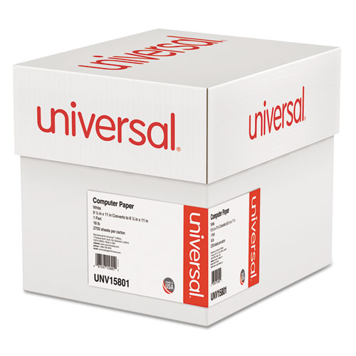 Universal Printout Paper, 1-Part, 18 lb Bond Weight, 9.5 x 11, White, 2,700/Carton (15801)