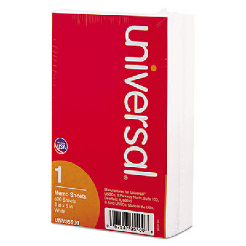 Universal LOOSE WHITE MEMO SHEETS, 3 X 5, UNRULED, PLAIN WHITE, 500 ...