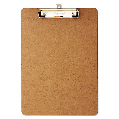 Universal Hardboard Clipboard with Low-Profile Clip, 0.5" Clip Capacity, Holds 8.5 x 11 Sheets, Brown, 6/Pack (UNV05562)
