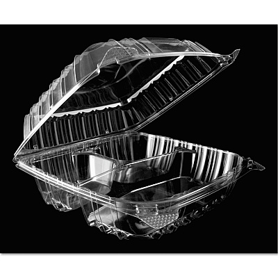 Dart ClearSeal Hinged-Lid Plastic Containers, 8.25 x 8.25 x 3, Clear, Plastic, 125/Pack, 2 Packs/Carton (DCCC90PST3)