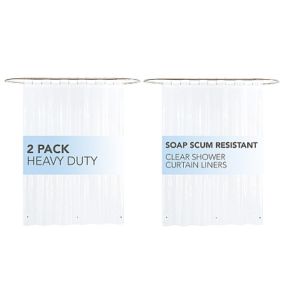 H&h Peva Shower Curtain Liner (8g) 72x72 Transprt, 1 Set (P-SCL-7272-2PK)