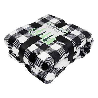 Buffalo Plaid Throw 50x70 - Black & White, Case Of 12 (THROW-BLKPLD-50X70-CS)