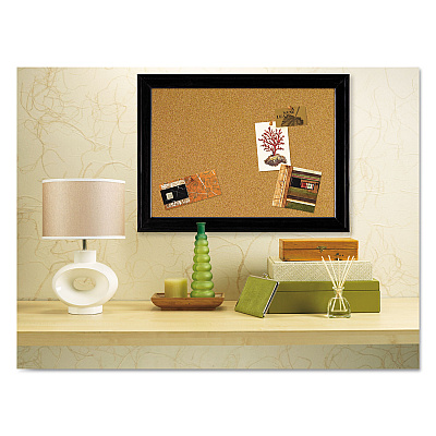 Quartet Cork Bulletin Board with Black Frame, 17 x 11, Tan Surface (QRT79279)