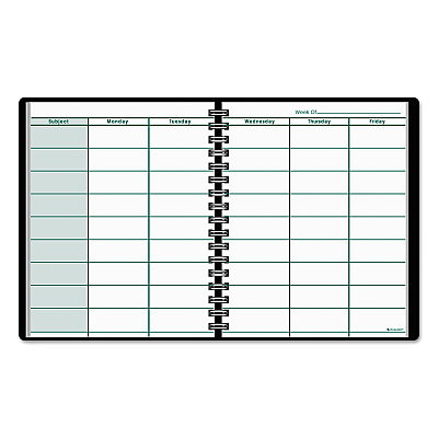 AT-A-GLANCE Undated Teacher's Planner, Weekly, Two-Page Spread (Nine Classes), 10.88 x 8.25, Black Cover (AAG8015505)