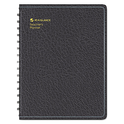 AT-A-GLANCE Undated Teacher's Planner, Weekly, Two-Page Spread (Nine Classes), 10.88 x 8.25, Black Cover (AAG8015505)