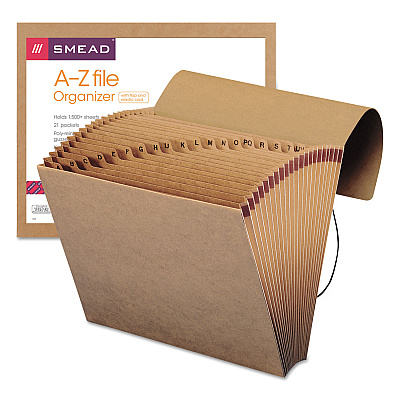 Smead Indexed Expanding Kraft Files, 21 Sections, Elastic Cord Closure, 1/21-Cut Tabs, Letter Size, Kraft (SMD70121)