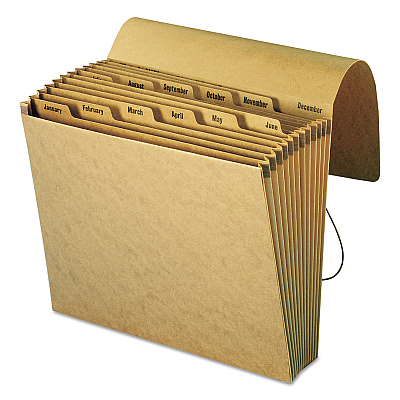 Smead Indexed Expanding Kraft Files, 12 Sections, Elastic Cord Closure, 1/12-Cut Tabs, Letter Size, Kraft (SMD70186)