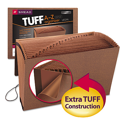 Smead TUFF Expanding Wallet, 21 Sections, Elastic Cord Closure, 1/21-Cut Tabs, Legal Size, Redrope (SMD70320)